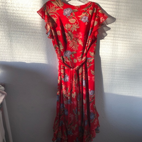 WAYF red floral wrap dress - Picture 2 of 6